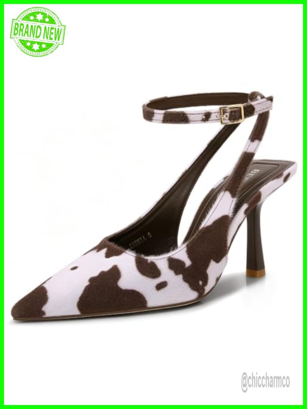Slingback Pointed Toe Stiletto Pumps 3.5 Inch Ankle Strap Heels